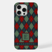  Donker Blauwgroen Groen Rood Argyle Patroon iPhone Hoesje (Achterkant)