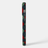  Donker Blauwgroen Groen Rood Argyle Patroon iPhone Hoesje (Linkerkant)