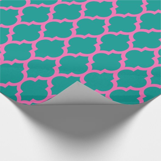 Donker Blauwgroen Heet Roze Marokkaans #4 Cadeaupapier (Hoek)