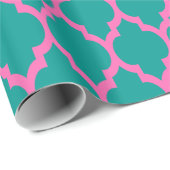 Donker Blauwgroen Heet Roze Marokkaans #4 Cadeaupapier (Rol Hoek)