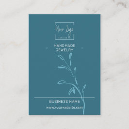 Donker Blauwgroen Leaf Social QR Sieraden Display  Contactkaartje