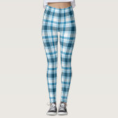 Donker Blauwgroen Licht Blauw Witte Pset Tartan Co Leggings (Voorkant)