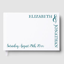 Donker Blauwgroen moderne typografie bruiloft Gastenboek