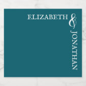 Donker Blauwgroen moderne typografie bruiloft Likeurfles Etiket (Enkel label)