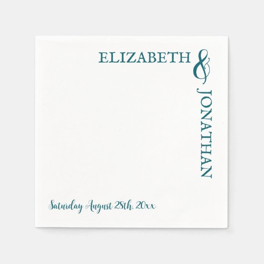 Donker Blauwgroen moderne typografie bruiloft Servet (Voorkant)