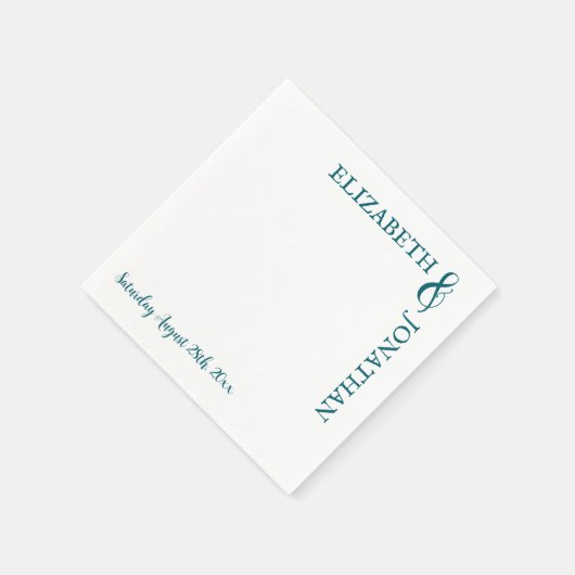 Donker Blauwgroen moderne typografie bruiloft Servet (Hoek)