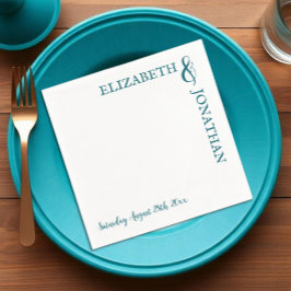 Donker Blauwgroen moderne typografie bruiloft Servet