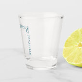 Donker Blauwgroen moderne typografie bruiloft Shot Glas (Rechts)