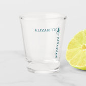 Donker Blauwgroen moderne typografie bruiloft Shot Glas (Voorkant)