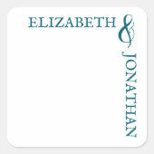 Donker Blauwgroen moderne typografie bruiloft Vierkante Sticker (Voorkant)