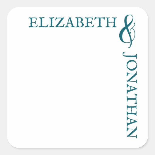 Donker Blauwgroen moderne typografie bruiloft Vierkante Sticker (Voorkant)