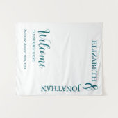 Donker Blauwgroen moderne typografie bruiloft Wandkleed (Voorkant (horizontaal))