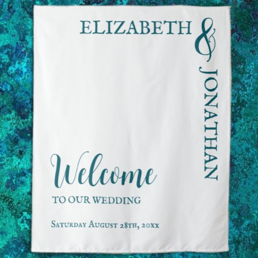 Donker Blauwgroen moderne typografie bruiloft Wandkleed