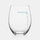 Donker Blauwgroen moderne typografie bruiloft Wijnglas Zonder Voet (Voorkant)