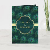 Donker Blauwgroen Peacock Feathers QR Code Bruilof (Voorkant)