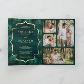 Donker Blauwgroen Peacock Feathers QR Code Bruilof (Binnen)