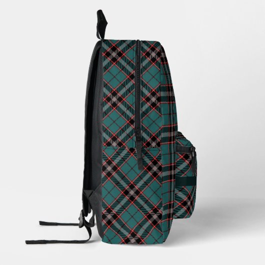 Donker Blauwgroen Plaid Patroon Chique Naam Modern Bedrukte Rugzak (Links)