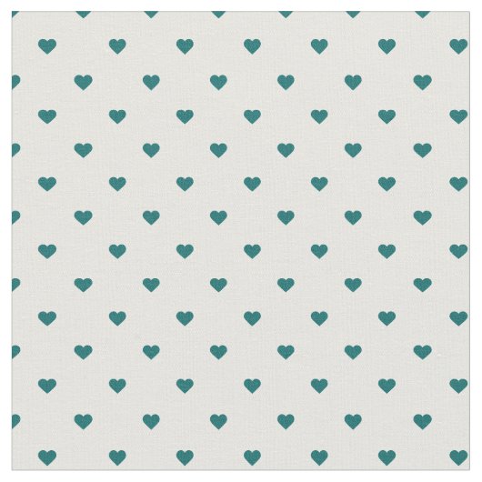 Donker Blauwgroen polka dot harten Stof (Close Up)
