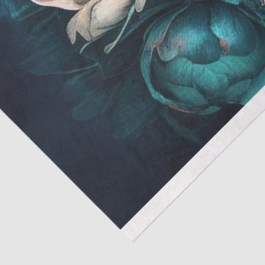 Donker blauwgroen roze pioenen decoupage tissuepapier (Detail)