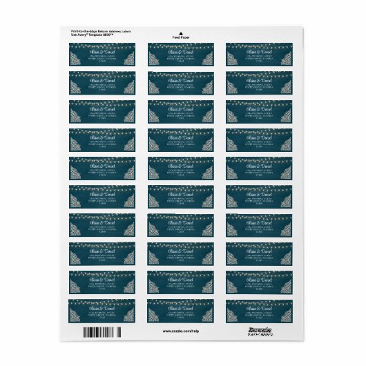 Donker Blauwgroen rustiek Elegance bruiloft label (Full Sheet)