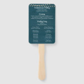 Donker Blauwgroen Rustiek Houten Koord Licht Trouw Handwaaier (Achterkant)