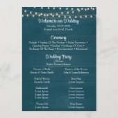 Donker Blauwgroen Rustiek Houten Koord Licht Trouw Programmakaart (Achterkant)