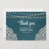 Donker Blauwgroen rustieke elegantie bruiloft Bedankkaart (Voorkant)
