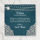 Donker Blauwgroen Rustieke Elegantie Bruiloft Favo Bedankjes Labels (Voorkant)