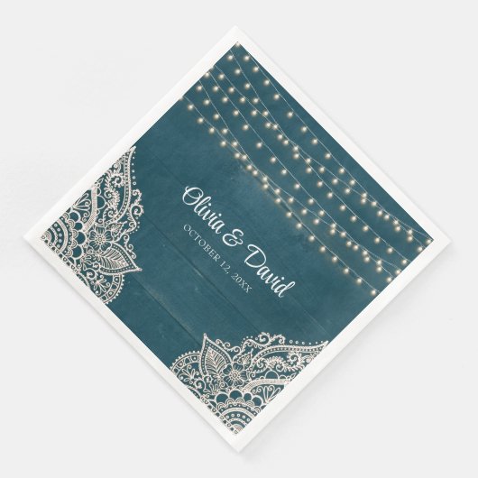 Donker Blauwgroen rustieke elegantie bruiloft serv Servet (Hoek)