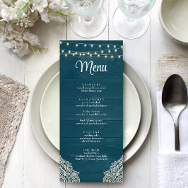 Donker Blauwgroen Rustieke Elegantie Menu Kaart