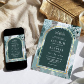 Donker Blauwgroen Seafoam Bloemenboog Moslim Bruil Kaart