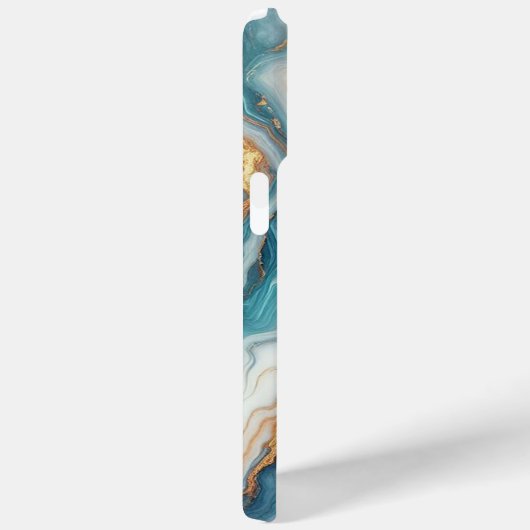 Donker Blauwgroen Turquoise Blauw Goud Marmeren Ku Case-Mate iPhone Case (Achterkant / Rechts)