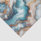 Donker Blauwgroen Turquoise Blauw Goud Marmeren Ku Tissuepapier (Detail)
