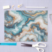 Donker Blauwgroen Turquoise Blauw Goud Marmeren Ku Tissuepapier (Craft)