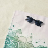 Donker Blauwgroen Turquoise Mandala Naam Strandlaken (In situ)