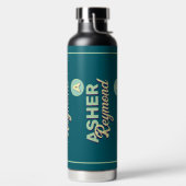 Donker Blauwgroen waterflesje met naam Waterfles (Links)