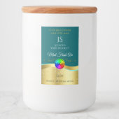 Donker Blauwgroen Wavy Gold Logo Monogram Productl Voedselcontainer Etiket (Voorkant)