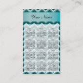 Donker Blauwgroen Zigzag Pocket 2019 Kalender Visitekaartje (Achterkant)