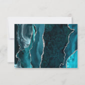 Donker Blauwgroen Zilveren Agaat Bruiloft RSVP Kaa (Achterkant)