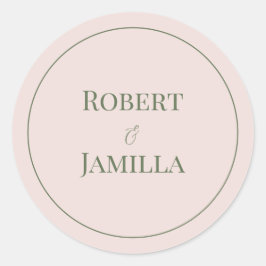 Donker Bleek Roze en Groen Trouwsticker Ronde Sticker