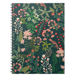 Donker Bloemen Botanisch Naadloos Patroon Notitieboek