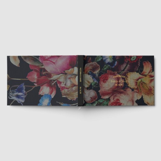 Donker  Bloemen Bruiloft Gastenboek (Volledig)