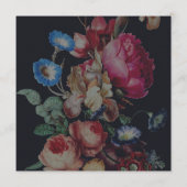 Donker  Bloemen Bruiloft Menu Kaart (Achterkant)