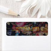 Donker  Bloemen Bruiloft Retouradres Etiket (Insitu)