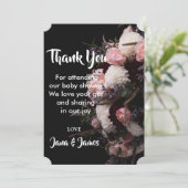 Donker Bloemen dank u Uitnodiging (Staand voorkant)