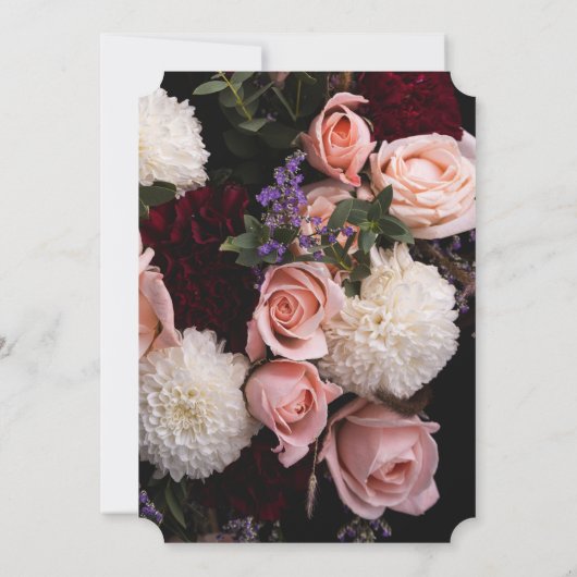 Donker  Bloemen dank u Uitnodiging (Achterkant)