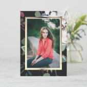 Donker Bloemen Foto Graduation Party Kaart (Staand voorkant)