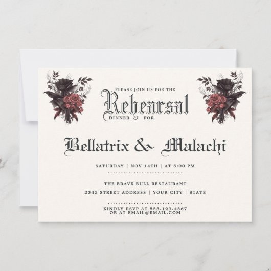 Donker Bloemen Gotische repetitie diner Kaart (Voorkant)