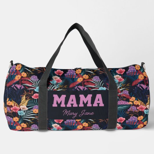 Donker Bloemen Mama Delivery Travel Gym Plunjezak (Voorkant)