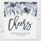 Donker Bloemen Moderne Waterverf Bruiloft | Proost Wijn Etiket (Enkel label)